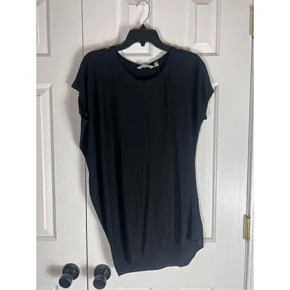Athleta Womens Black Slant Hemline Blouse Size Small